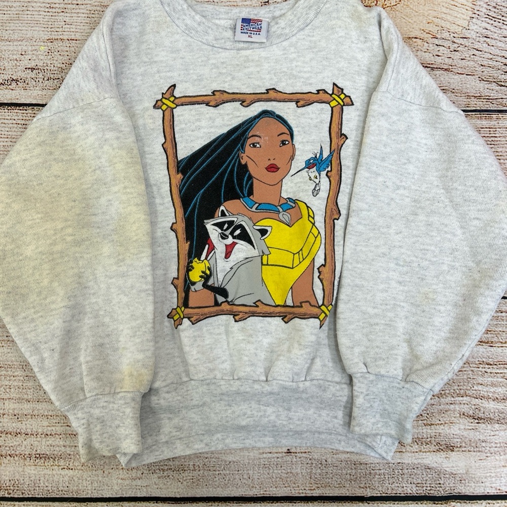 Vintage 90s Kids Pocahontas Grey Sweatshirt